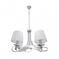 Distribuidor - Lâmpadas Diversas | Lâmpadas Clássicas | LAMPARA BAEZA 5XE14 CROMO PANTALLA BLANCA REGX55X55 CM Ref: 201955020